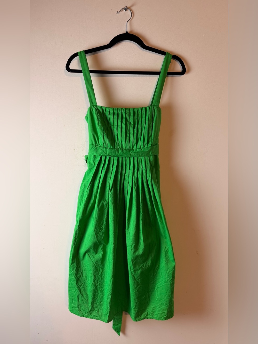 American Living 100% Cotton Green Pleated Midi Dress - Size 10